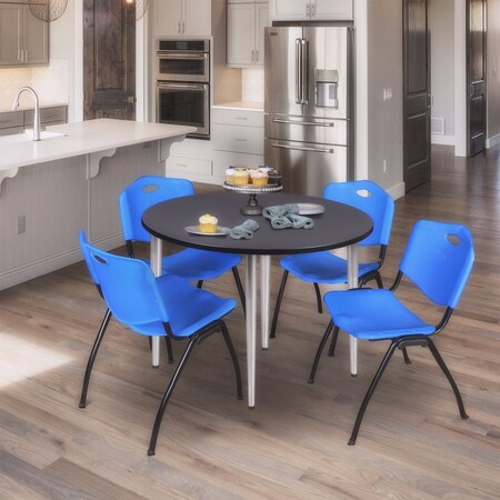 Regency Kahlo Round Table & Chair Sets, 48 W, 48 L, 29 H, Wood, Metal, Plastic Top, Grey TPL48RNDGYCM47BE